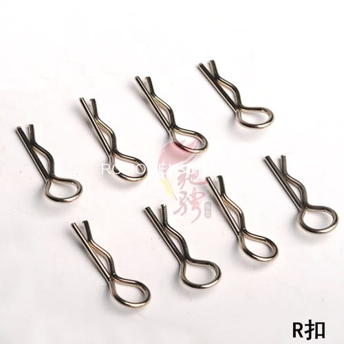 HS81013-02053 8pcs HSP 02053 Stainless Steel Bend Body Clip R Clip 8P For 1/8 1/10 1/16 RC Car Flying Fish 94122 94123 94166 94155 94177 94188