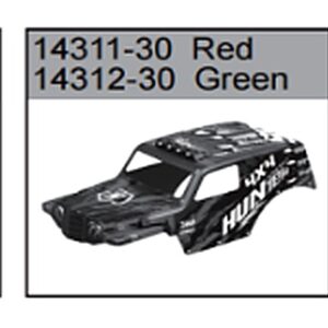 14312-30 Monster Truck Body Shell (Green, with Roll Cage and Lights) For hospeed 14312 Parts