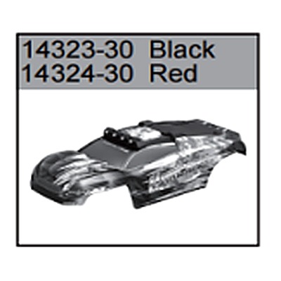 14323-30 1/14 Hurricane Body Shell (Black, with Lights and Lock) For hospeed 14323 Parts