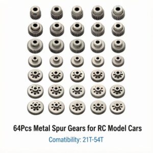 64P Pinion Gear 7075 Hardened Aluminum Motor Gear for 1/10 RC On-Road Car