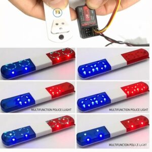 1/10 1/8 RC Multifunction Police Light CH3 Remote 9 Modes M9 Receiver Powered