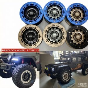 2.2 inch Beadlock Metal Wheel Rim & Tire for 1/8 1/10 RC Crawler Yikong 4082 H8H CrossRC