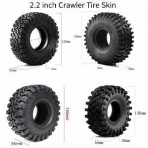 2.2 inch RC Crawler Tire Skin KO2 All-Terrain for Yikong Big Rhino Big Tiger Big Lion CrossRC H8H