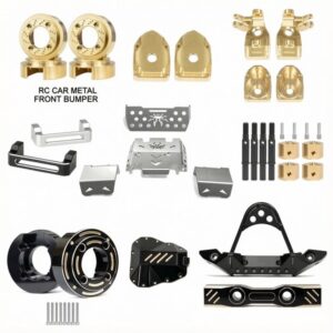1/7 Scale Rlaarlo MK07 Metal Front Bumper Armor Set - Black Gold Weight Wide Hex Adapter Heat Sink Side Step