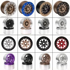 2.2 inch Metal Beadlock Wheel Hub Black Mud TE37 Branch Oval for 1/8 1/10 Crawler