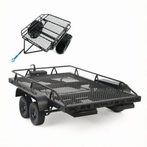 RC Crawler Metal Trailer Flatbed Large Tow Trailer for TRX4 KM2 KM4 SCX10 1/8