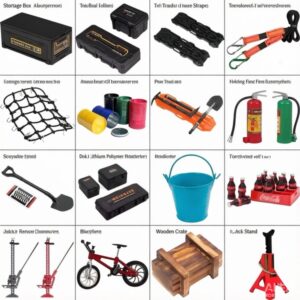 1/10 RC Crawler Scale Accessories Set Luggage Box Shovel Bucket for TRX4 D90 SCX10