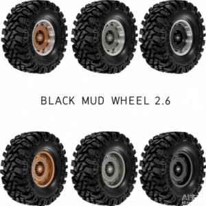2.6 inch Black Mud Wheel Rainforest Tire 152x60mm for RC Crawler Tiger Shark UT4 RBX10 MK07