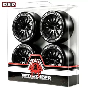 RS RC Racing 1/10 Slick On-Road 12-Spoke Metal Wheel Black Set RS602