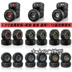 RS 1/10 1.9 inch Aluminum Wheel & Tire Set Aoxin Tires for Crawler