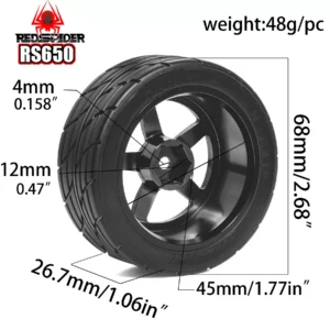 RS 1/10 RC Rally Tire Tamiya On-Road Tire Sprocket Plastic Wheel