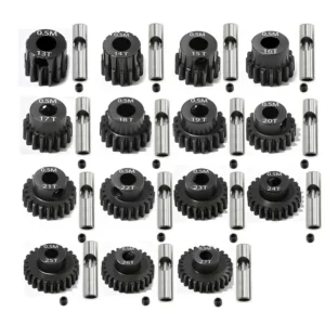 RC 0.5 Module 45# Steel Pinion Gear 3.175mm Bore + 2.3mm Adaptor Shaft