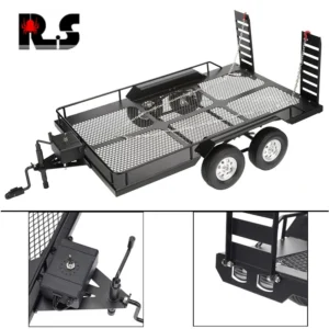 1/10 Dual Axle Metal Trailer Flatbed Trailer for TRX4 KM2 D90 SCX10 Yikong