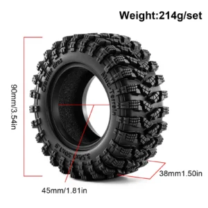 1/10 1/12 Crawler 1.9 inch Metal Wheel 90x38mm Tire MJX H12P MN128 W370