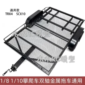 TRX4 KM2 D90 SCX10 1/8 1/10 Dual Axle Metal Trailer Flatbed Universal